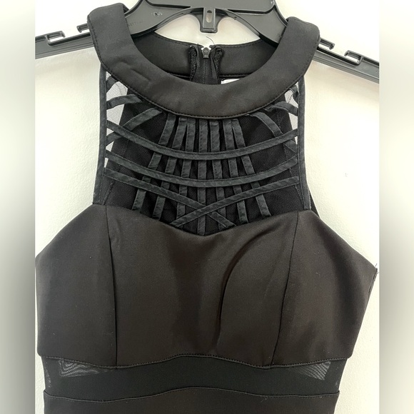 Sexy Black Bodycon Dress with Mesh Cutouts - Picture 3 of 7